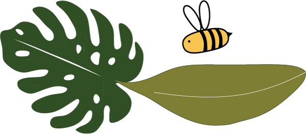 leaves with a bee