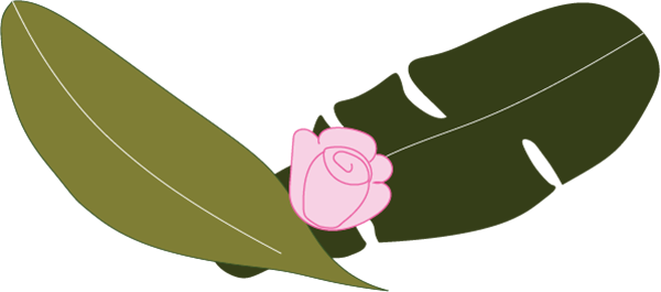 leaves with a rose bloom
